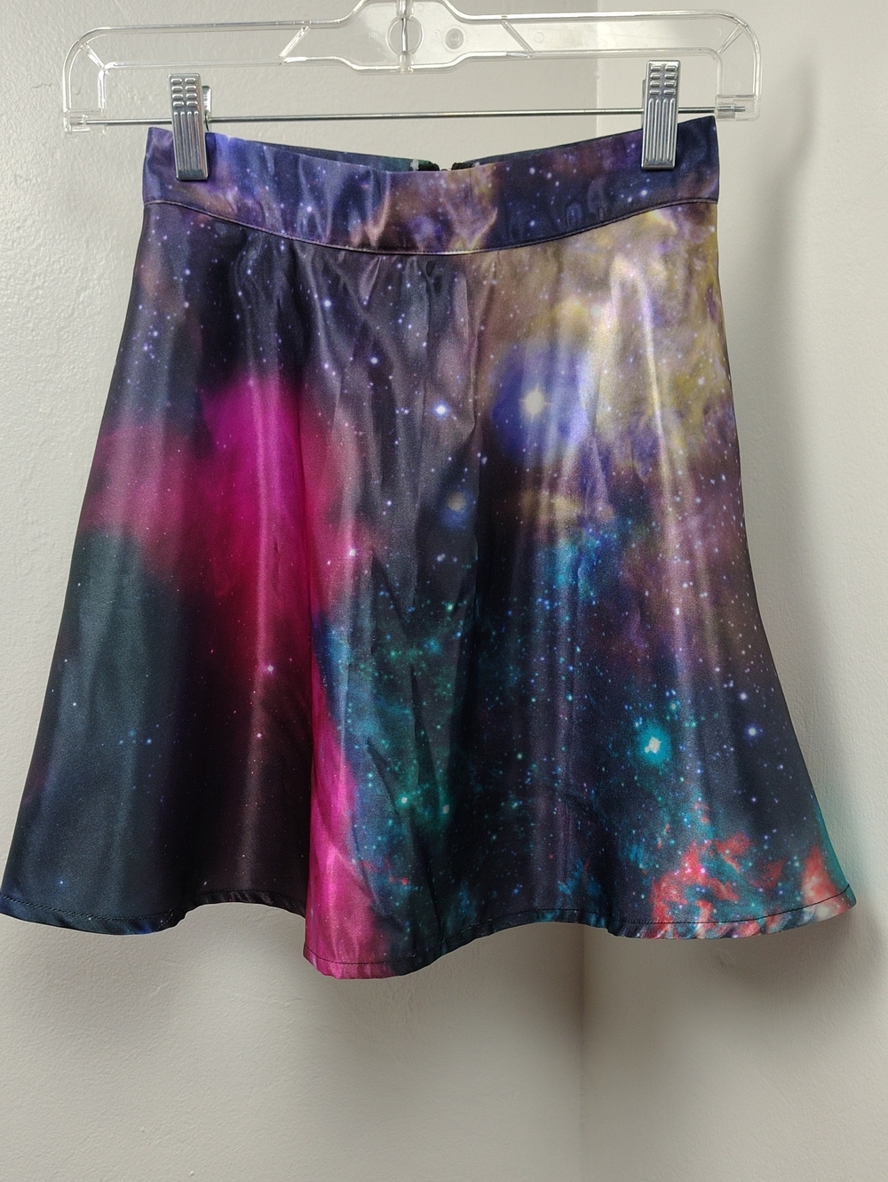 Nasty Gal Galaxy Print Skater Skirt - Black, Pink, Blue, Purple, Size XSmall